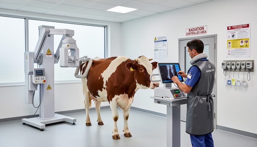 Veterinarian holding a diagnostic probe in a veterinary clinic